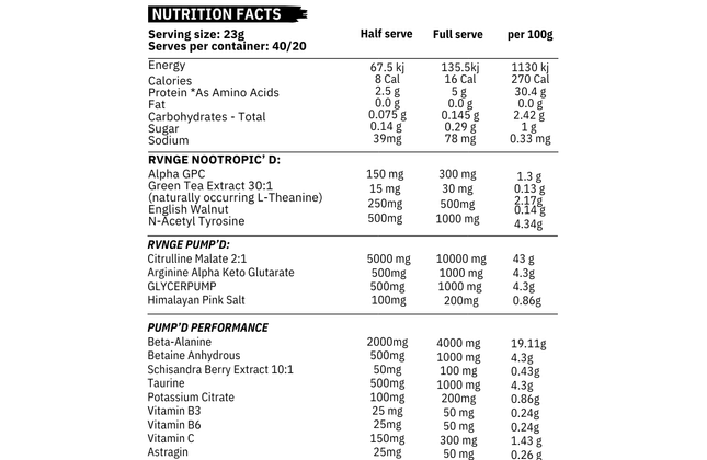 RVNGE High Pump Caffeine Free Pre (Blue Veins)
