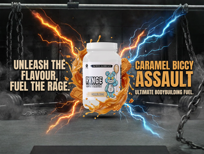 <h5><span style="text-decoration:underline">WHAT IS RVNGE PROTEIN?</span></h5><h2>Delicious, convenient, and low sugar</h2><p><strong>RVNGE Supps Whey Protein</strong> is built for bodybuilders who demand more than just protein on a label. Delivering a hard-hitting <strong>22–24g of high-quality protein per serve</strong>, this formula is designed to support muscle growth, strength, and recovery without the gut issues that hold you back.</p>